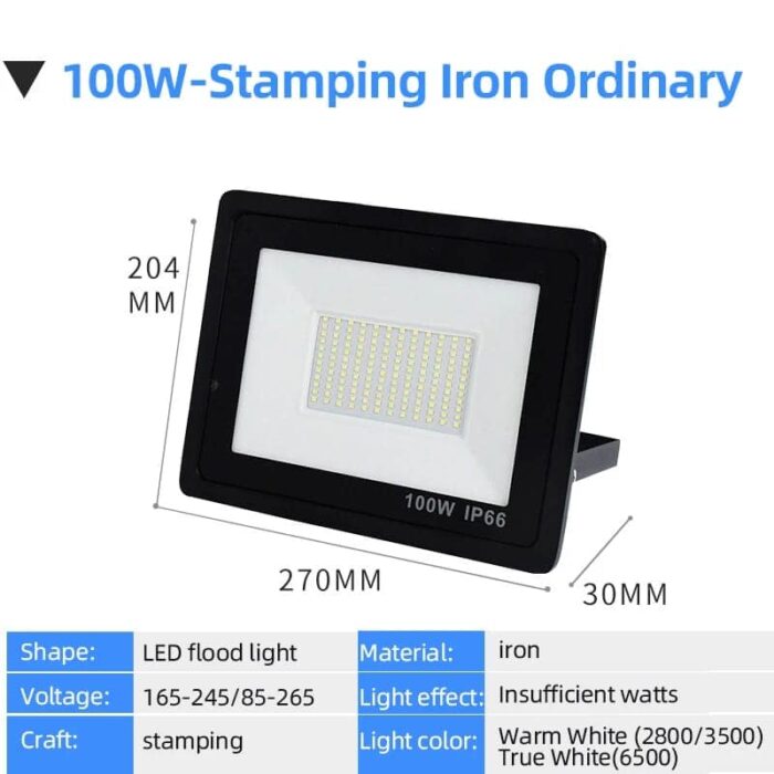 LAMPARA TIPO REFLECTOR LED 100W 100-240V / LED Flood Light 1000W; 4000Lms;100-265V; 6500K; 25,000hrs; IP65; CE  - Image 4