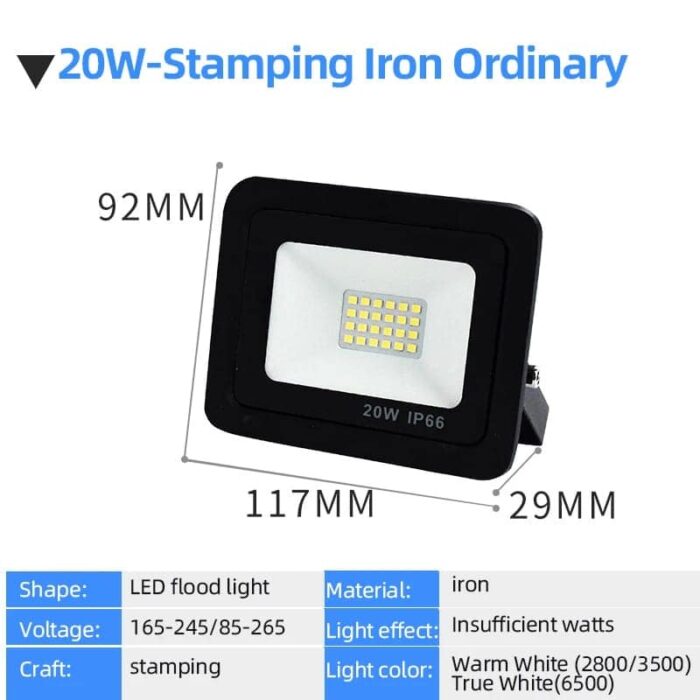 LAMPARA TIPO REFLECTOR LED 30W 100-240V / LED Flood Light 30W; 800Lms;100-265V; 6500K; 25,000hrs; IP65; CE - Image 3