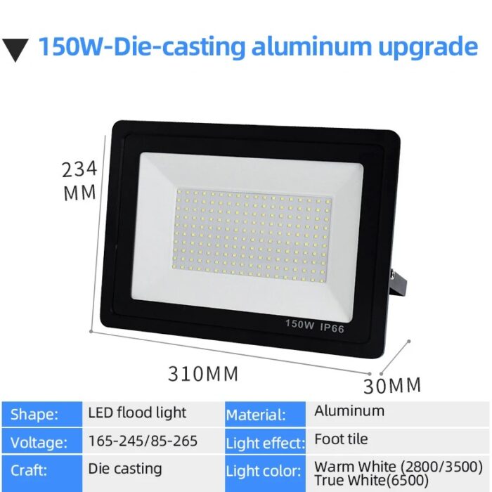 LAMPARA TIPO REFLECTOR LED 150W 100-240V / LED Flood Light 150W ; 4000Lms;100-265V; 6500K; 25,000hrs; IP65; CE  - Image 4