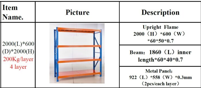 ESTANTE DE 4 NIVELES DE 200Kgs - Image 4